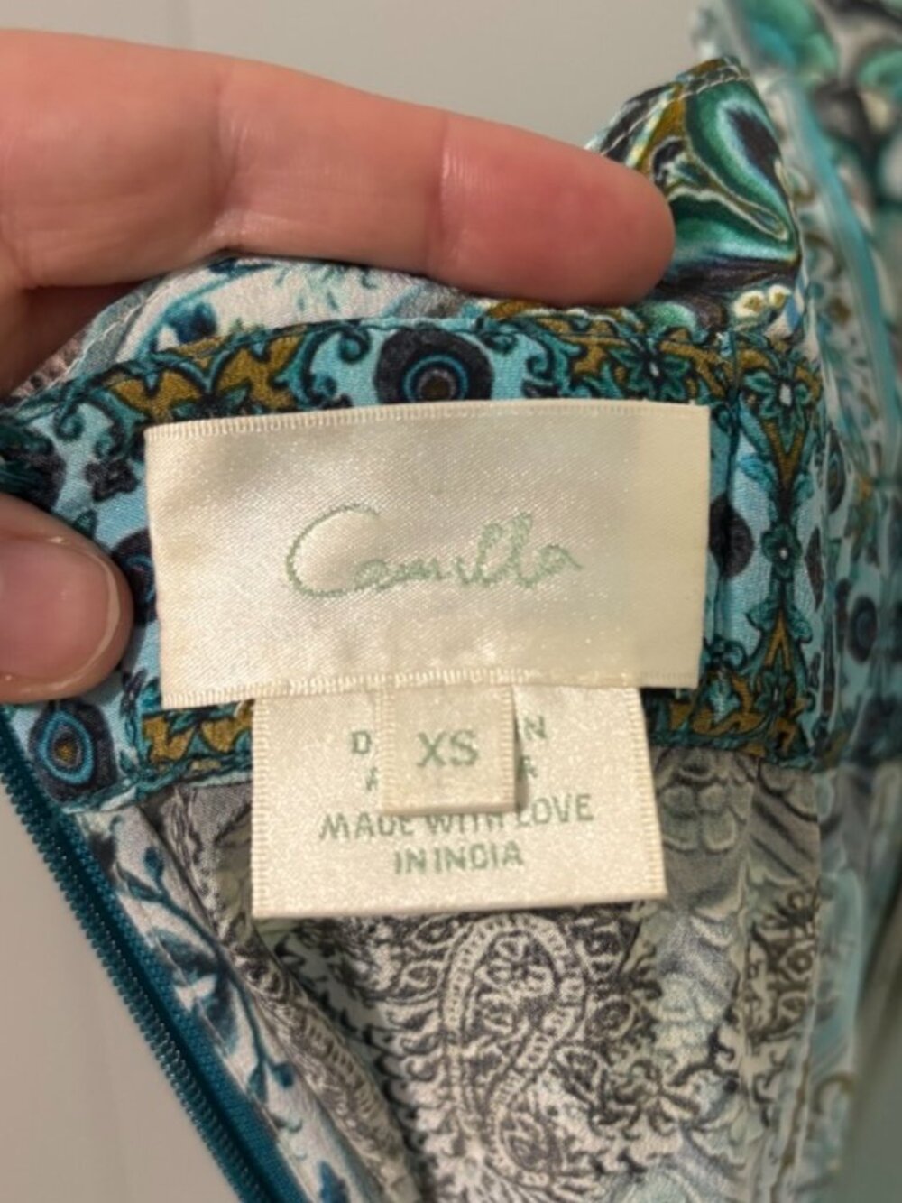 CAMILLA Turn on the Charm Blue Silk Tie Neck Halter Wide Leg Jumpsuit Crystal XS - Picture 15 of 16